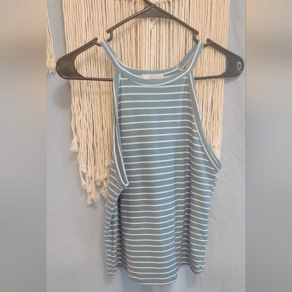 Blue and white tank